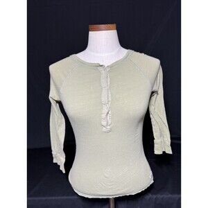 Vintage Y2K Abercrombie & Fitch Henley Distressed Light Green Medium 2000s Boho